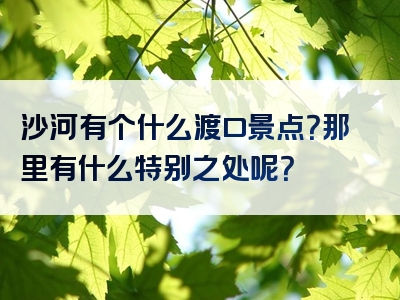 沙河有个什么渡口景点？那里有什么特别之处呢？