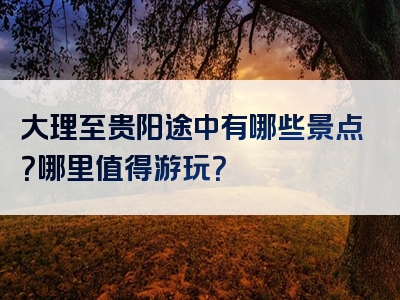 大理至贵阳途中有哪些景点？哪里值得游玩？
