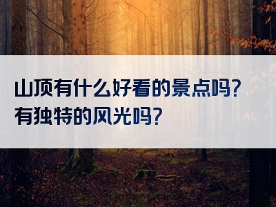 山顶有什么好看的景点吗？有独特的风光吗？