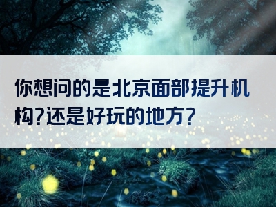 你想问的是北京面部提升机构？还是好玩的地方？