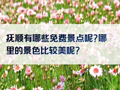抚顺有哪些免费景点呢？哪里的景色比较美呢？