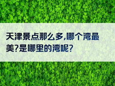 天津景点那么多，哪个湾最美？是哪里的湾呢？