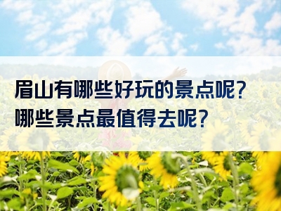 眉山有哪些好玩的景点呢？哪些景点最值得去呢？