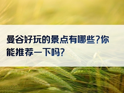 曼谷好玩的景点有哪些？你能推荐一下吗？