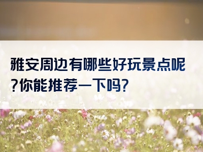 雅安周边有哪些好玩景点呢？你能推荐一下吗？