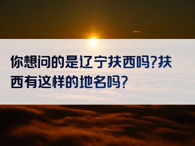 你想问的是辽宁扶西吗？扶西有这样的地名吗？