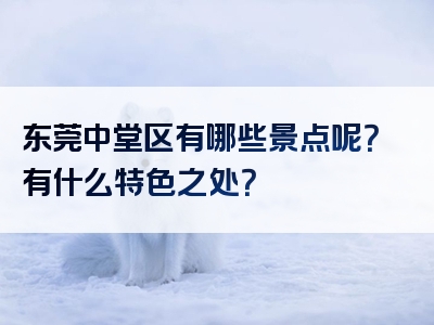 东莞中堂区有哪些景点呢？有什么特色之处？