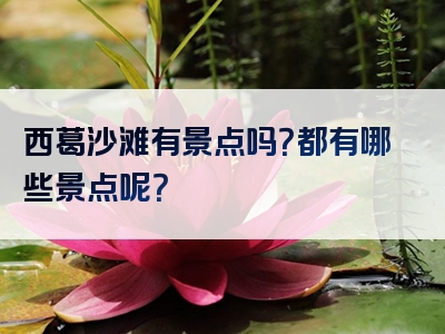 西葛沙滩有景点吗？都有哪些景点呢？