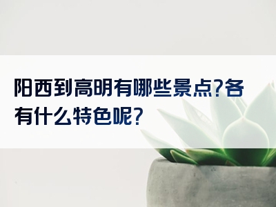 阳西到高明有哪些景点？各有什么特色呢？