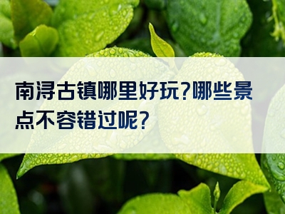 南浔古镇哪里好玩？哪些景点不容错过呢？