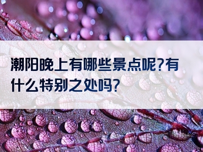 潮阳晚上有哪些景点呢？有什么特别之处吗？