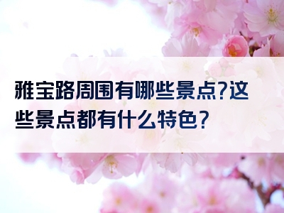 雅宝路周围有哪些景点？这些景点都有什么特色？