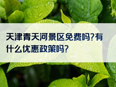 天津青天河景区免费吗？有什么优惠政策吗？