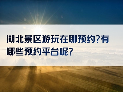 湖北景区游玩在哪预约？有哪些预约平台呢？