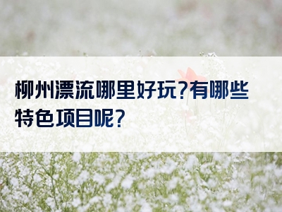 柳州漂流哪里好玩？有哪些特色项目呢？
