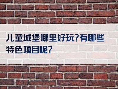 儿童城堡哪里好玩？有哪些特色项目呢？