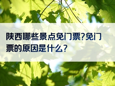 陕西哪些景点免门票？免门票的原因是什么？