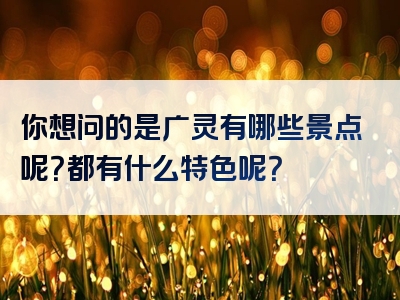 你想问的是广灵有哪些景点呢？都有什么特色呢？