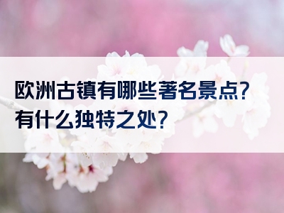 欧洲古镇有哪些著名景点？有什么独特之处？