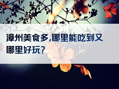漳州美食多，哪里能吃到又哪里好玩？