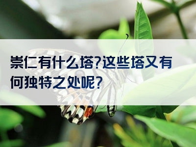 崇仁有什么塔？这些塔又有何独特之处呢？