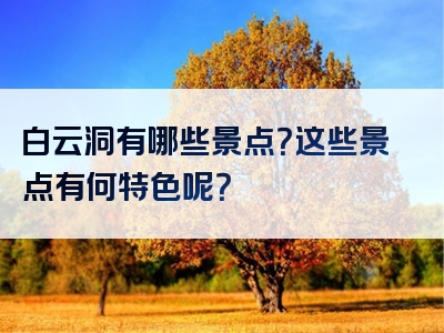 白云洞有哪些景点？这些景点有何特色呢？