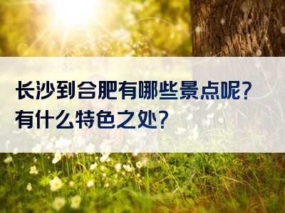 长沙到合肥有哪些景点呢？有什么特色之处？