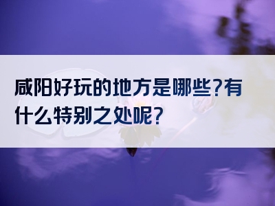 咸阳好玩的地方是哪些？有什么特别之处呢？