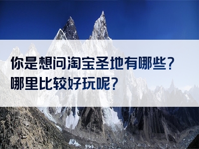 你是想问淘宝圣地有哪些？哪里比较好玩呢？