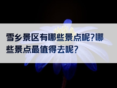 雪乡景区有哪些景点呢？哪些景点最值得去呢？