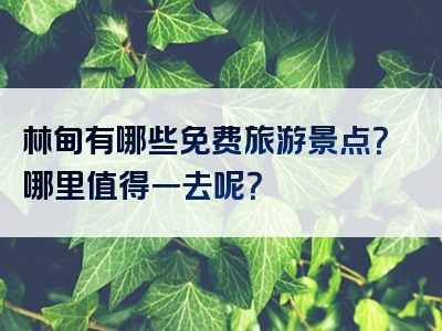 林甸有哪些免费旅游景点？哪里值得一去呢？