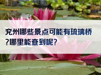 兖州哪些景点可能有琉璃桥？哪里能查到呢？