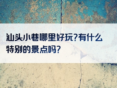 汕头小巷哪里好玩？有什么特别的景点吗？