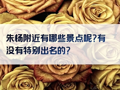 朱杨附近有哪些景点呢？有没有特别出名的？