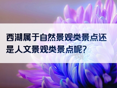 西湖属于自然景观类景点还是人文景观类景点呢？
