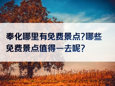 奉化哪里有免费景点？哪些免费景点值得一去呢？
