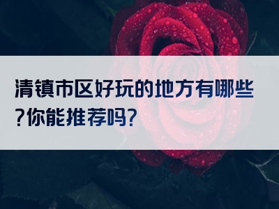 清镇市区好玩的地方有哪些？你能推荐吗？