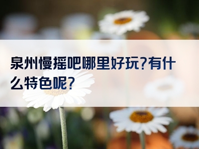 泉州慢摇吧哪里好玩？有什么特色呢？