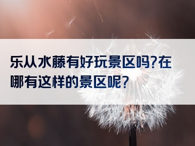 乐从水藤有好玩景区吗？在哪有这样的景区呢？