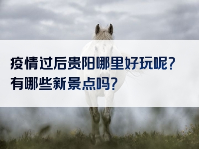 疫情过后贵阳哪里好玩呢？有哪些新景点吗？