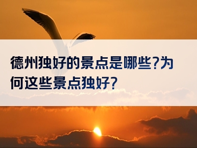 德州独好的景点是哪些？为何这些景点独好？