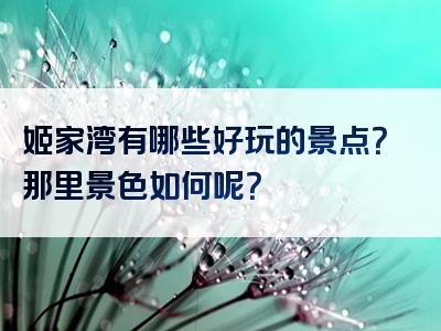 姬家湾有哪些好玩的景点？那里景色如何呢？