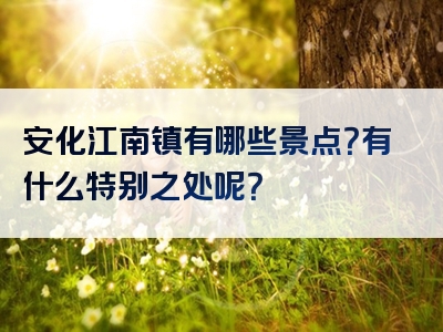 安化江南镇有哪些景点？有什么特别之处呢？