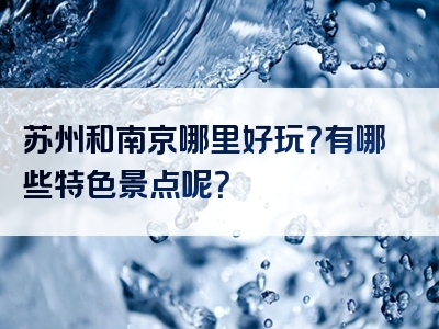 苏州和南京哪里好玩？有哪些特色景点呢？