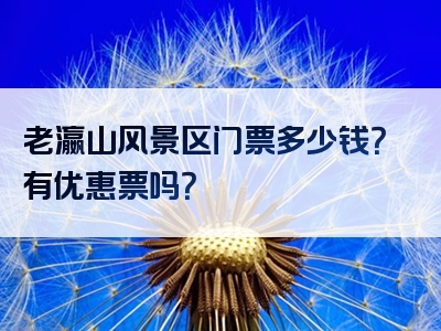 老瀛山风景区门票多少钱？有优惠票吗？