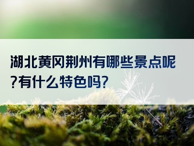 湖北黄冈荆州有哪些景点呢？有什么特色吗？