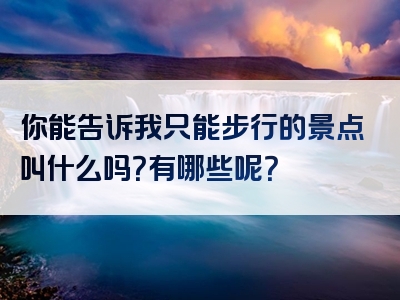 你能告诉我只能步行的景点叫什么吗？有哪些呢？