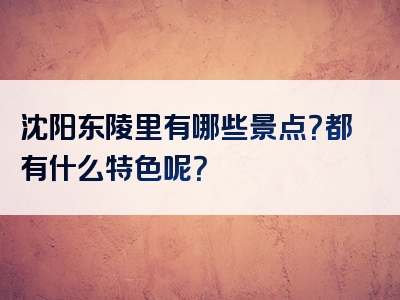 沈阳东陵里有哪些景点？都有什么特色呢？