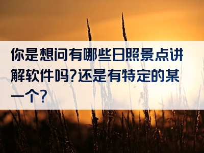 你是想问有哪些日照景点讲解软件吗？还是有特定的某一个？