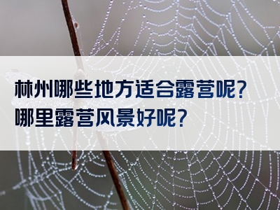 林州哪些地方适合露营呢？哪里露营风景好呢？